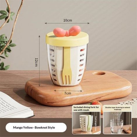 Gobelet à Salade à Double Paroi, Portable et Étanche, avec Poignée pour Égoutter les Flocons D'Avoine, Gobelet à Fruits, Joli b (1/5)