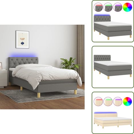 Sommier à lattes de lit avec matelas et LED Gris foncé 80x200cm - Sommier Tapissier - Lit Plateforme - Lit Avec Rangement - Lit Design - Lit Moderne (1/5)