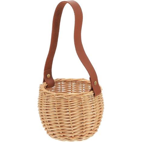 Kleiner, geflochtener Rattankorb, Blumenkorb, tragbarer Korb, Picknickkorb – 13,00 x 11,00 x 11,00 cm (1/4)