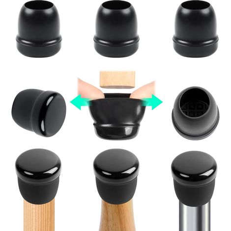 24 Embouts pour Pieds de Chaise - Silicone et Téflon - Protection Anti-rayures Silencieuse - Intérieur et Extérieur - Diamètre 21-26 mm (1/5)