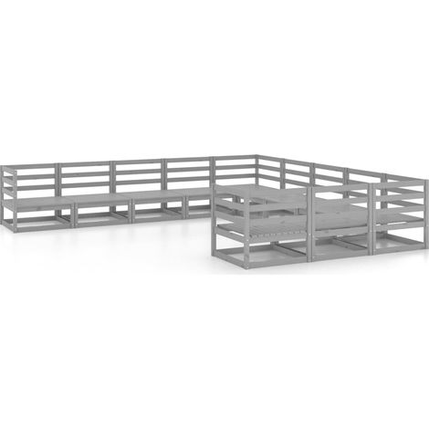 Maison Exclusive - 11-tlg. Garten-Lounge-Set Massivholz Kiefer (1/5)