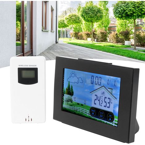 Kabelloses digitales Thermometer-Hygrometer mit Wecker und Touchscreen für den Innen- und Außenbereich (1/5)
