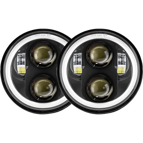 Phare Moto Lot 2 Projecteurs Phares À LED 5,75 Pouces pour Triumph pour Rocket III 3 Et pour Speed Triple Et pour Street Triple 5 3/4" Phare Moto LED(40W Halo Black)