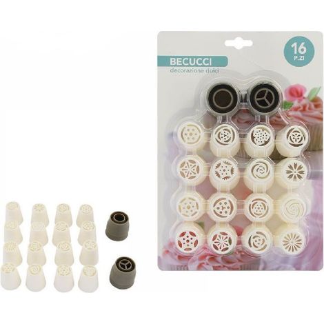 TrAdE Shop Traesio - Set 16 Pz Beccucci Sac A Poche Per Decorazione Dolci Biscotti Pasticceria 74137 -