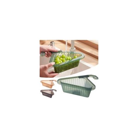 Küchenzubehör: Dreieckiger Abtropfkorb, Restesieb, Schwanenförmiger Abtropfkorb für die Spüle, Obst- und Gemüseabtropfkorb, Spülensieb, 1 Stück (Grün) - Crezuo