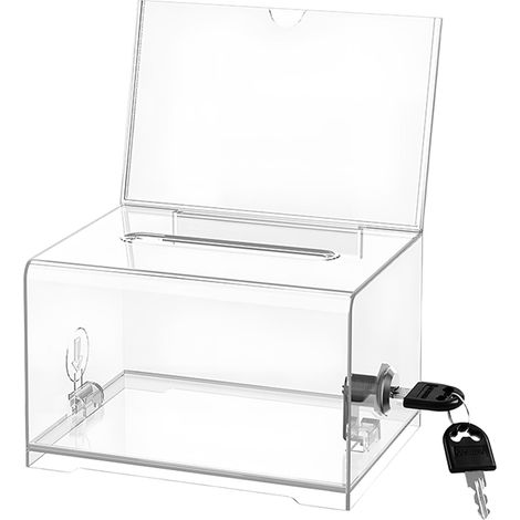 Boîte de Dons en Acrylique, Boîte à Dons Verrouillable Urne Transparente avec Serrure à Clé Tirelire Transparente Boite de Vote Boîtes à Suggestions pour Votes, Cartes de Visite et Collecte (1/5)