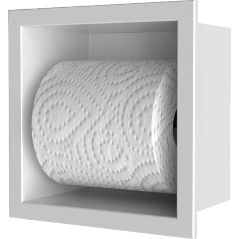 Porte-Papier Toilette encastré Blanc Mat en Acier Inoxydable, Support de Rouleau de Papier Toilette en Niche Murale pour Salle de Bain (1/5)