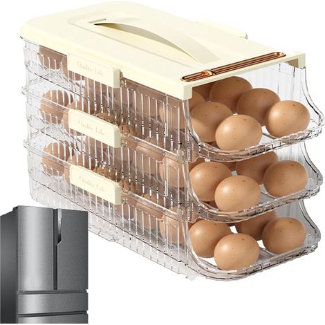 Stockage Œufs Frigo Roulant/Distributeur, boîte empilable organisateur transparent