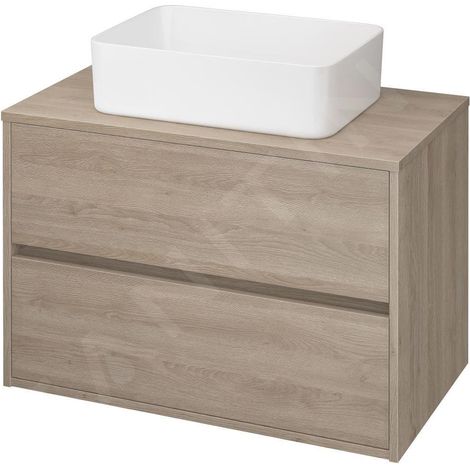 Cersanit Crea - Meuble-lavabo, 53x79x45 cm, 2 tiroirs, chêne S924-010 (1/2)