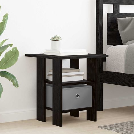 vidaXL  Bedside Table  Black Oak 41 x 40 x 45 cm Engineered Wood