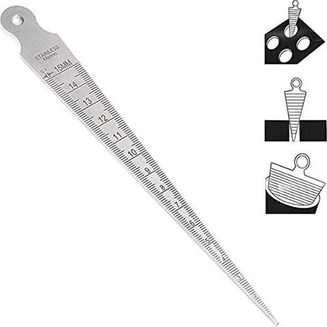 Jauge Conique 1-15mm 1/32-5/8" Acier Inoxydable Jauge de Soudage Conique Inch Métrique Palpeur Métrique Trou Mesure Outil