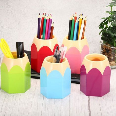 Pot à crayons - Pot à stylos - Pot à crayons en plastique mignon de bureau - Pots à crayons de bureau Organiseur de tasse en (1/5)