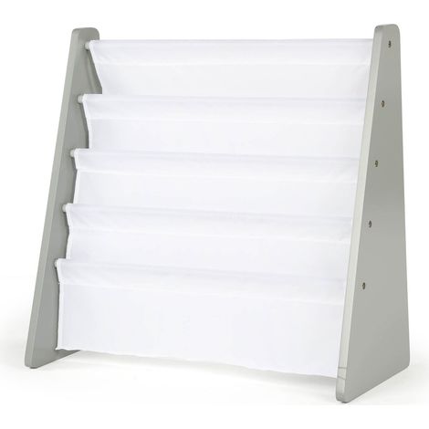bibliothèque pour enfants, rangement sur 4 niveaux, porte-livres pour enfants, étagère, gris/blanc (1/5)