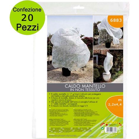 Multipack 20 pz telo protettivo per piante e fiori grandi caldo mantello in tnt 17g/mq misura 2,2 x 4,4 metri