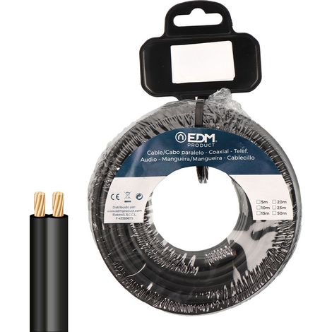 câble parallèle 2x0,75mm² noir 15m. (1/2)
