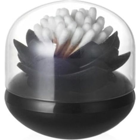 1pc Acrylic Storage Box for Cotton Swabs - Black (1/3)