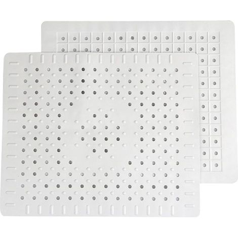 Lot de 2 tapis de drainage pour évier de cuisine en caoutchouc blanc avec trou de drainage (1/4)