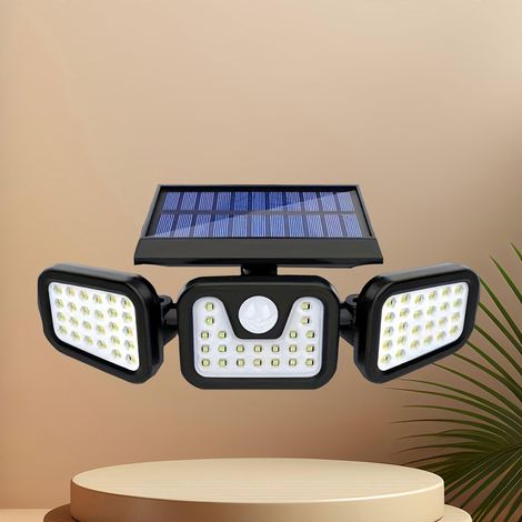 Projecteur solaire pliable à trois flammes avec 74 LED, induction intelligente et conception étanche pour une utilisation en extérieur (1/4)