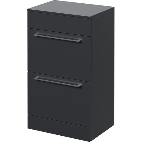 Napoli 390 Gloss Grey 500mm 2 Drawer Vanity Unit for Countertop Basins - 500mm - Chrome 320mm Handle