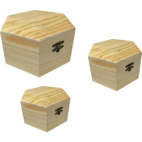 Set 3 scatole esagonali portagioie matrioska Scatola portagioielli per decoupage Cofanetto Contenitore per Gioielli (1/5)