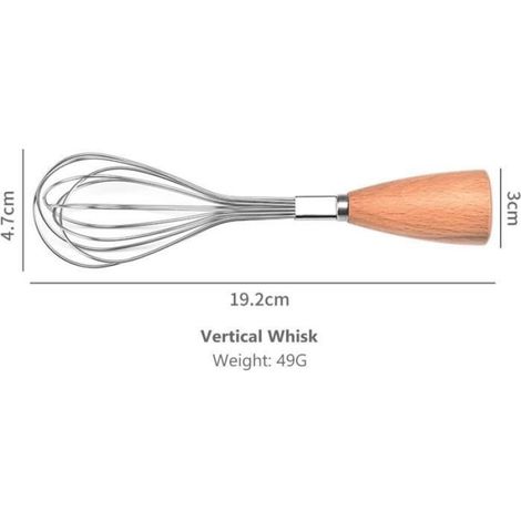 Fouet vertical - Inox - Mini-fouet - Poignée antidérapante - Compatible lave-vaisselle - Facile à nettoyer (1/4)