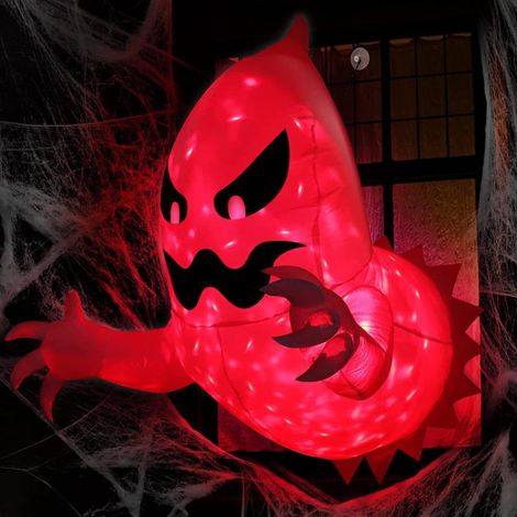 Fantôme gonflable d'Halloween, 1,4 mètre de haut, lumineux, idéal pour les décorations d'Halloween intérieures et extérieures. (1/5)