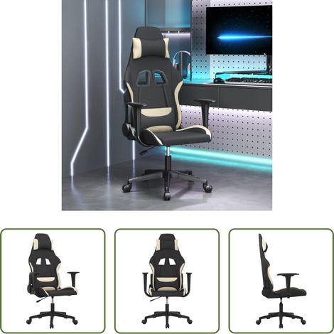 Gamingstuhl Stoff - Gaming-Stuhl Schwarz und Creme Stoff (1/5)