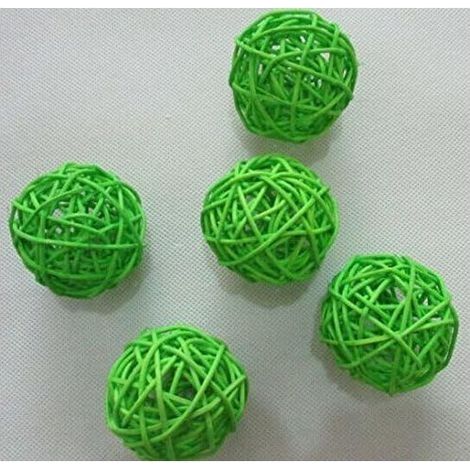 Boules de Rotin en Osier Bricolage Artisanat à La Main Vigne Boule Ronde Pendentif Décoration de Table de Mariage pour Bébé Chambre Pépinière Maison 5 Pièces 5 Cm,vert (1/4)