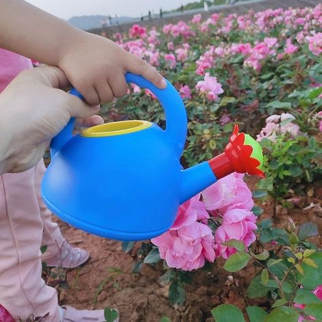 Arrosoir en plastique bleu en forme de poule pour la maison et le jardin, jouet de plage pour enfants (1/4)