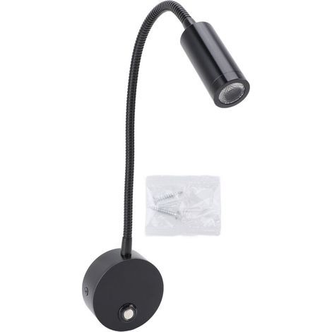 Lampe de lecture à intensité variable pour camping-cars, 3 températures de couleur, applique murale flexible à col de cygne, avec port de chargement USB, 10-30V, noire. (1/5)