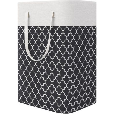 Panier à linge pliable et étanche avec longue poignée, bac à linge durable, panier de rangement pour jouets de chambre à coucher, salle de bain, dortoir, 75 L, gris (1/5)