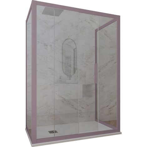 3-seitige Duschkabine 90x150x90 Klarglas Lavendel Deco Trio