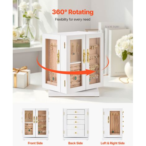 Boîte à bijoux rotative à 360° - coffret à bijoux avec 5 tiroirs (1/5)