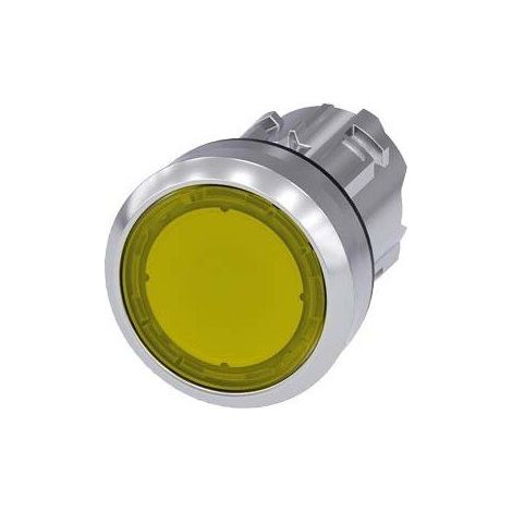 Siemens Pulsador, iluminado, 22mm, redondo, Metal, alto brillo, amarillo, Botón pulsador, 3SU10510AB300AA0