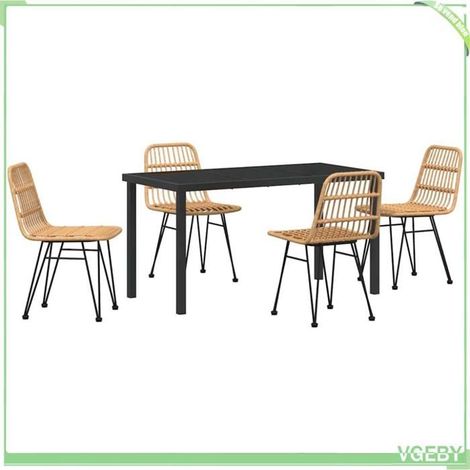 Ensemble de salle à manger jardin 5 pcs - FAFEICY - 3379193 - Marron - Acier enduit de poudre - 4 personnes (1/5)