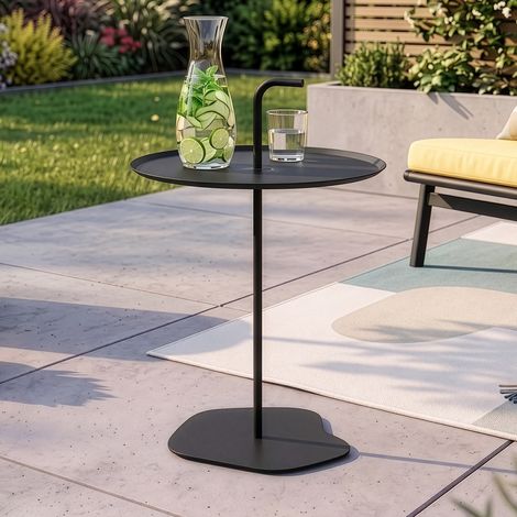 Outdoor-Metalltisch Calimera 57 x Ø38 cm Schwarz [casa.pro] (1/5)
