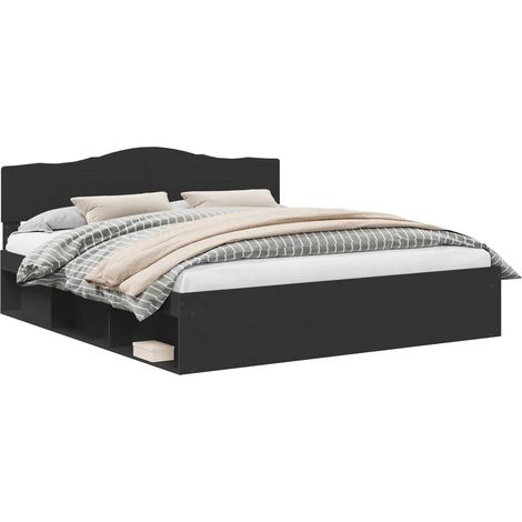Maison Exclusive - Estructura de cama Negro 200 x 200 cm Madera d