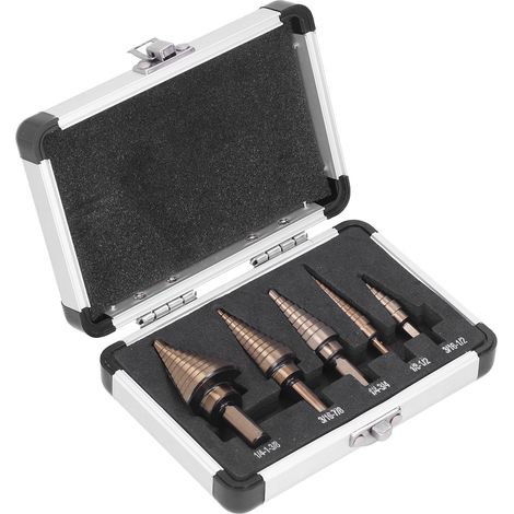 Set mit 5 HSS-Stufenbohrern, robust und langlebig, für schnelleres und präziseres Bohren. Titan-Stufenbohrer. (1/5)