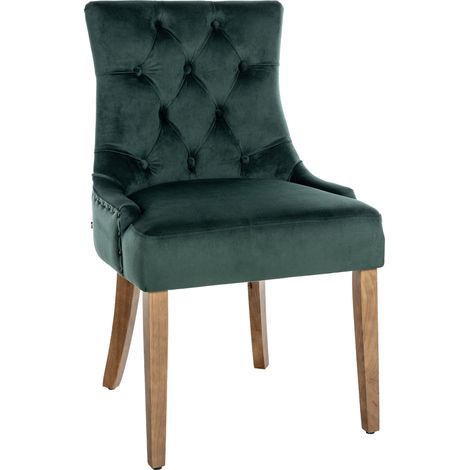 Silla De Comedor Aberdeen En Terciopelo Verde oscuro Antiguo claro