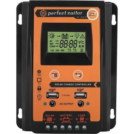 Para controlador solar 30A Regulador de carga solar Regulador de batería de panel doble Pantalla LCD (30A) (1/5)