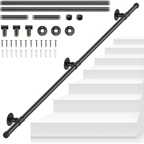 Main Courante pour Escalier, Rampe Escalier Intérieur Exterieur Galvanisation Antidérapante Main Courante Escalier pour Sécurité Balcon Couloir, 1.5M (1/5)