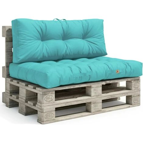 Ensemble Coussins Palette 120x80 Bleu Caraïbes - Imperméable & Épais 15cm