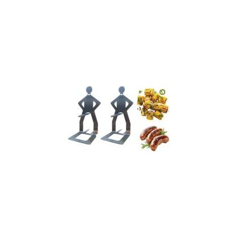 Lot de 2 supports originaux en acier inoxydable pour cuisson de hot-dogs au barbecue – Grille de cuisson réutilisable en forme de bonhomme, idéale pour barbecue, camping et plus encore (1/4)