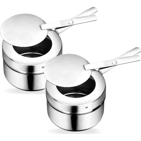 Lot de 2 récipients à pâte combustible, brûleur à pâte en acier inoxydable, support de brûleur en acier inoxydable, récipient pour chauffe-plats à fondue ou plat de cuisson (1/5)