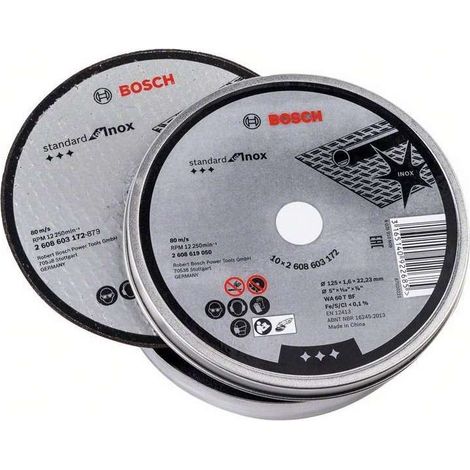 Caja de 10 Discos BOSCH Ø125 X 22.23 X 1.6 Standard INOX - 2608619050