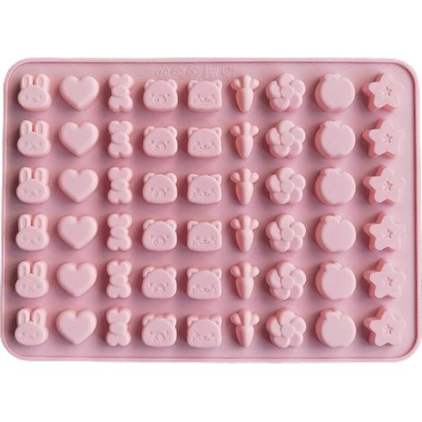 Moule en silicone pour fondant, motif chaton et fleurs, antiadhésif et réutilisable, 54 alvéoles, qualité alimentaire, pour la pâtisserie, la création de glaçons, de biscuits et autres gourmandises. (1/5)