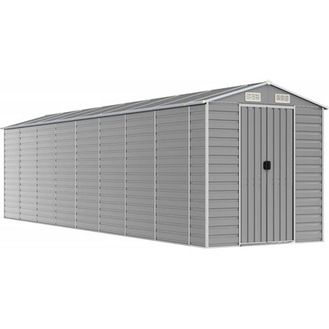 Abri de jardin cabane cabanon maison de stockage remise extérieur hangar outils robuste clair 191 x 725 x 198 cm acier galvanisé gris (1/5)