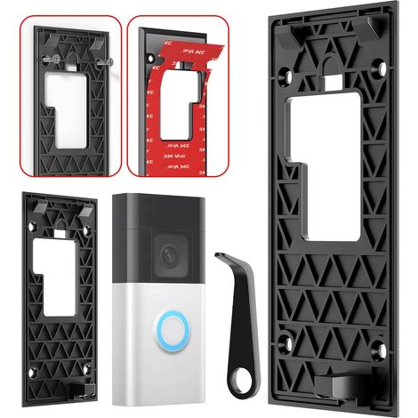 1 Support de sonnette,adhésif sans perçage,plaque arrière ABS,pour Ring Battery Video Doorbell 2024,intérieur et extérieur (1/5)