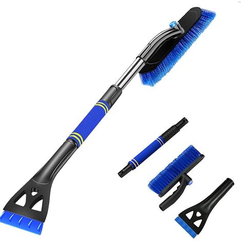 Grattoir à Glace et Brosse à Neige pour Voiture (2 en 1) Facile à Assembler, Degivreure Vitre pour Pare Brise de Hiver, Pelle à Glace et Neige Détachable Adapté aux Camions et SUV