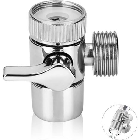3 Voies Robinet D'Arrêt Douche Inverseur Diverter Laiton Chromé Adaptateur Inverseur Douche Interrupteur Vanne pour Cuisine ou Salle de Bain évier Lave-linge 15mm (1/4)